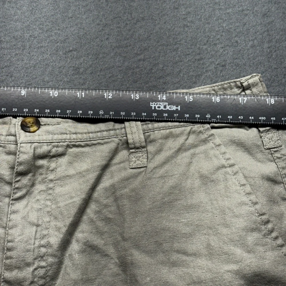 St John's Bay Mens Cargo Shorts Size 38 Beige Ramie Cotton Blend Utility Pocket